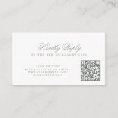QR-code website monogram saliegroen bruiloft Informatiekaartje (Voorkant)