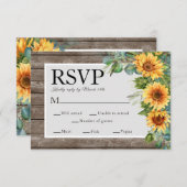 Qr Code Website Rustic Wood Sunflower RSVP Kaartje (Voorkant / Achterkant)
