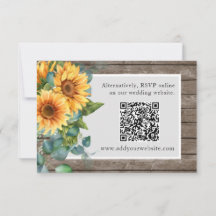 Qr Code Website Rustic Wood Sunflower