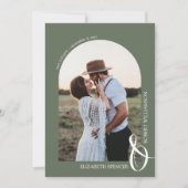 QR Code Weddenschap Foto Sage Green Save the Date (Voorkant)