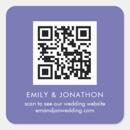 QR Code Weddenschap Website Namen Lila Vierkante Sticker