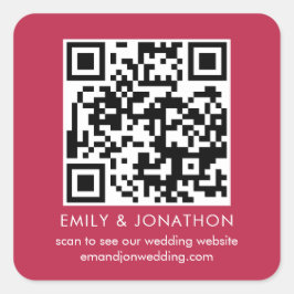 QR Code Weddenschap Website Namen Magenta Vierkante Sticker
