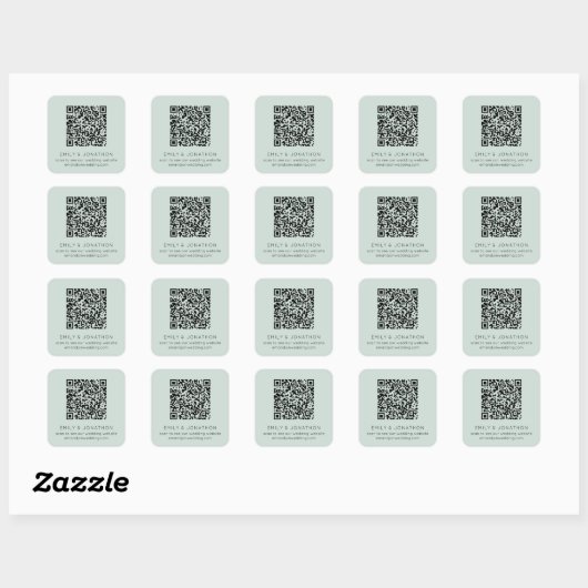 QR Code Weddenschap Website Namen Mint Vierkante Sticker (Vel)