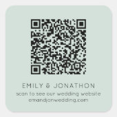 QR Code Weddenschap Website Namen Mint Vierkante Sticker (Voorkant)