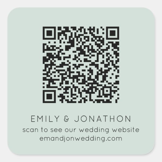QR Code Weddenschap Website Namen Mint Vierkante Sticker (Voorkant)