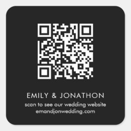 QR Code Weddenschap Website Namen White Black Vierkante Sticker