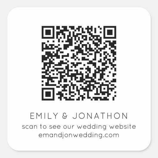 QR Code Weddenschap Website Names Black White Vierkante Sticker (Voorkant)