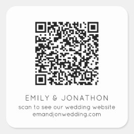 QR Code Weddenschap Website Names Black White Vierkante Sticker