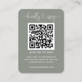 QR Code Weddenschap Website RSVP Sage Green Foto Informatiekaartje (Voorkant)
