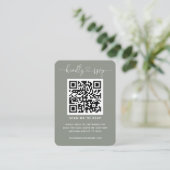 QR Code Weddenschap Website RSVP Sage Green Foto Informatiekaartje (Staand voorkant)