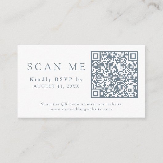 QR Code & Weddenschap Website Stusty Blue Wedding Informatiekaartje (Voorkant)