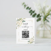 QR Code Weddenschap Website White Floral Gold Encl Informatiekaartje (Staand voorkant)