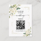 QR Code Weddenschap Website White Floral Gold Encl Informatiekaartje (Voorkant)