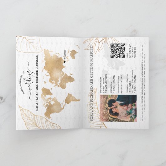 QR Code Wedding Destination Passport Wereldkaart (Binnen)