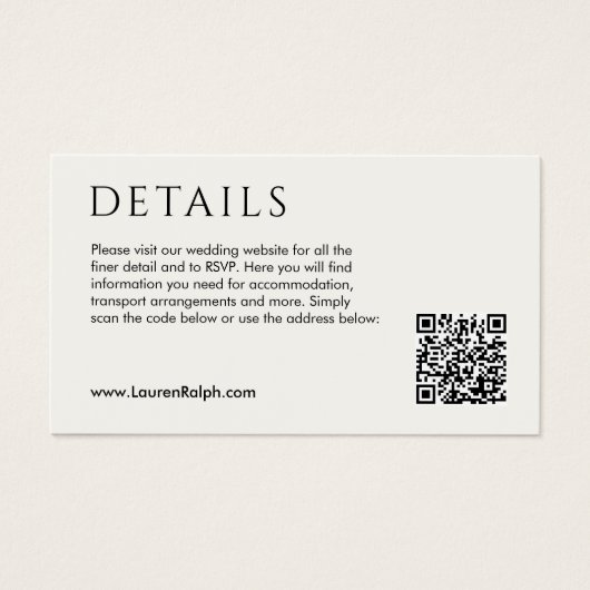 QR Code Wedding Details Enclosure Kaart (Voorkant)