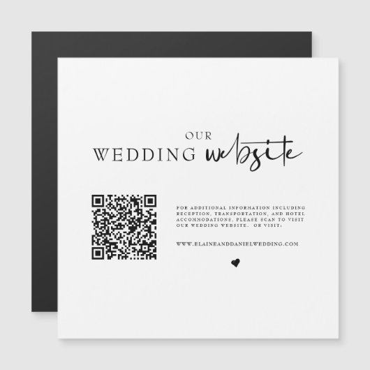 QR Code Wedding Details Magnetic Enclosure Kaart (Voorkant / Achterkant)