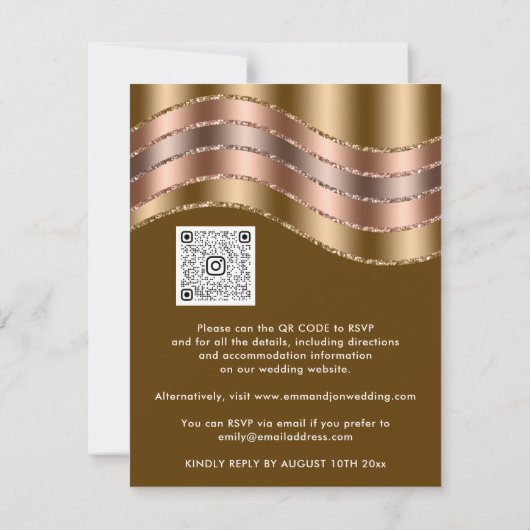 QR Code Wedding Elegant Roos Gold Green Mustard (Achterkant)