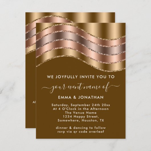 QR Code Wedding Elegant Roos Gold Green Mustard (Voorkant / Achterkant)