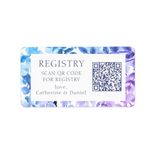QR Code Wedding Gift Registry Waterverf Floral Etiket (Voorkant)