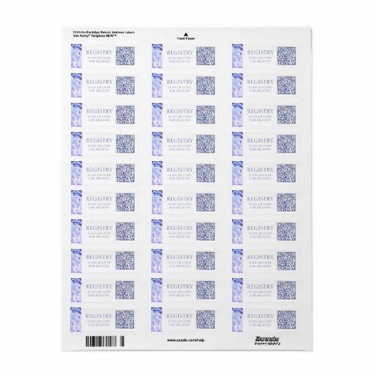 QR Code Wedding Gift Registry Waterverf Floral Etiket (Full Sheet)