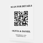 QR Code Wedding Info Frosted Acryl Bord (Hoek)