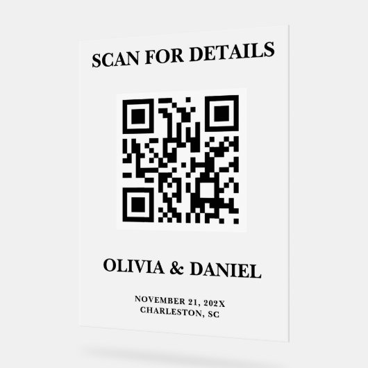 QR Code Wedding Info Frosted Acryl Bord (Hoek)