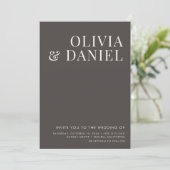 QR Code Wedding Mocha Brown Minimalist Photo  Kaart (Staand voorkant)