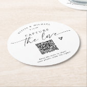 QR Code Wedding Modern Elegant Photo Sharing Ronde Kartonnen Onderzetter (Gebogen)