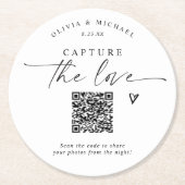QR Code Wedding Modern Elegant Photo Sharing Ronde Kartonnen Onderzetter (Voorkant)