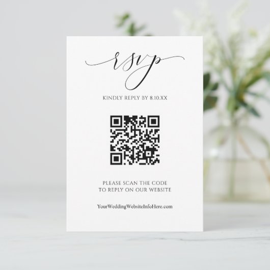 QR Code Wedding Modern Luxury Elegant Script RSVP (Staand voorkant)