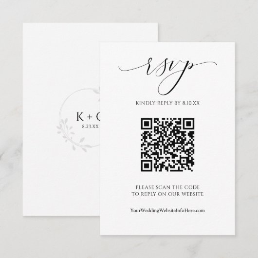 QR Code Wedding Modern Luxury Elegant Script RSVP Kaartje (Voorkant / Achterkant)