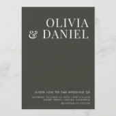 QR Code Wedding Olive Green Minimalist Photo Kaart (Voorkant)