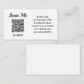 QR Code Wedding Online RSVP Black and White Informatiekaartje (Voorkant / Achterkant)