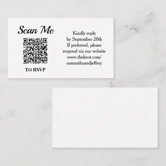 QR Code Wedding Online RSVP Black and White Informatiekaartje (Voorkant / Achterkant)