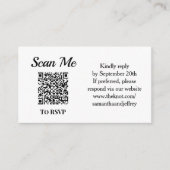 QR Code Wedding Online RSVP Black and White Informatiekaartje (Voorkant)