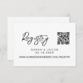 QR code wedding registry Modern script custom Informatiekaartje (Voorkant / Achterkant)