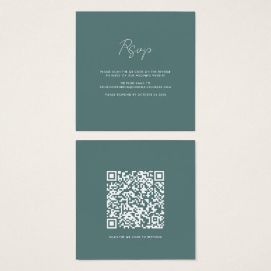 QR Code Wedding RSVP Elegant Enclosure Kaart (Voorkant /achterkant)