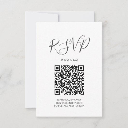 QR code Wedding RSVP Floral Enclosure Kaart (Voorkant)