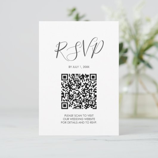 QR code Wedding RSVP Floral Enclosure Kaart (Staand voorkant)