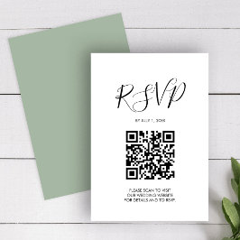 QR code Wedding RSVP Sage Green Enclosure Kaart