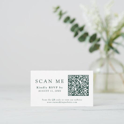 QR Code Wedding Website Emerald Green Wedding RSVP Informatiekaartje (Staand voorkant)