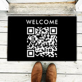 QR-code Welkom | Zwarte minimalistische eenvoudige Deurmat