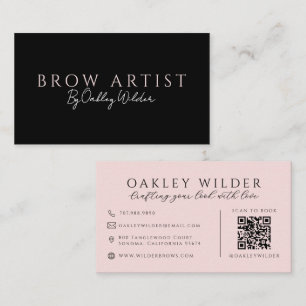 QR Code Wenkbrauw Artiest Blush Roze Zwart Visitekaartje