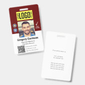 QR-code werknemer Rood witte badge foto-ID (Voor- en achterkant)