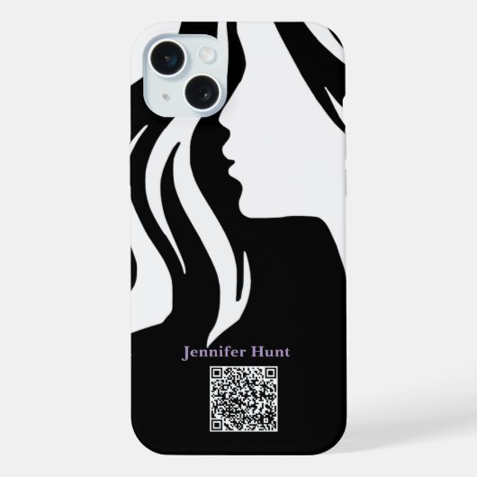 QR-code Werknemer Zwart en wit iPhone Hoesje (Achterkant)