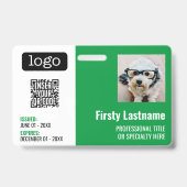 QR-code, werknemersfoto, logo, naam, vervaldatum I Badge (Voorzijde)