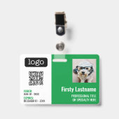 QR-code, werknemersfoto, logo, naam, vervaldatum I Badge (Voorzijde met clip)