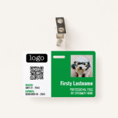QR-code, werknemersfoto, Logo, naam, vervaldatum-I Badge (Voorkant met clip)