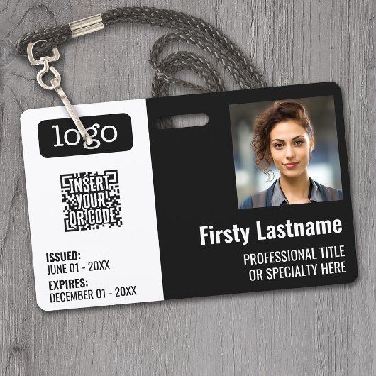 QR-code, werknemersfoto, Logo, naam, vervaldatum-I Badge