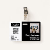 QR-code, werknemersfoto, Logo, naam, vervaldatum-I Badge (Voorkant met clip)
